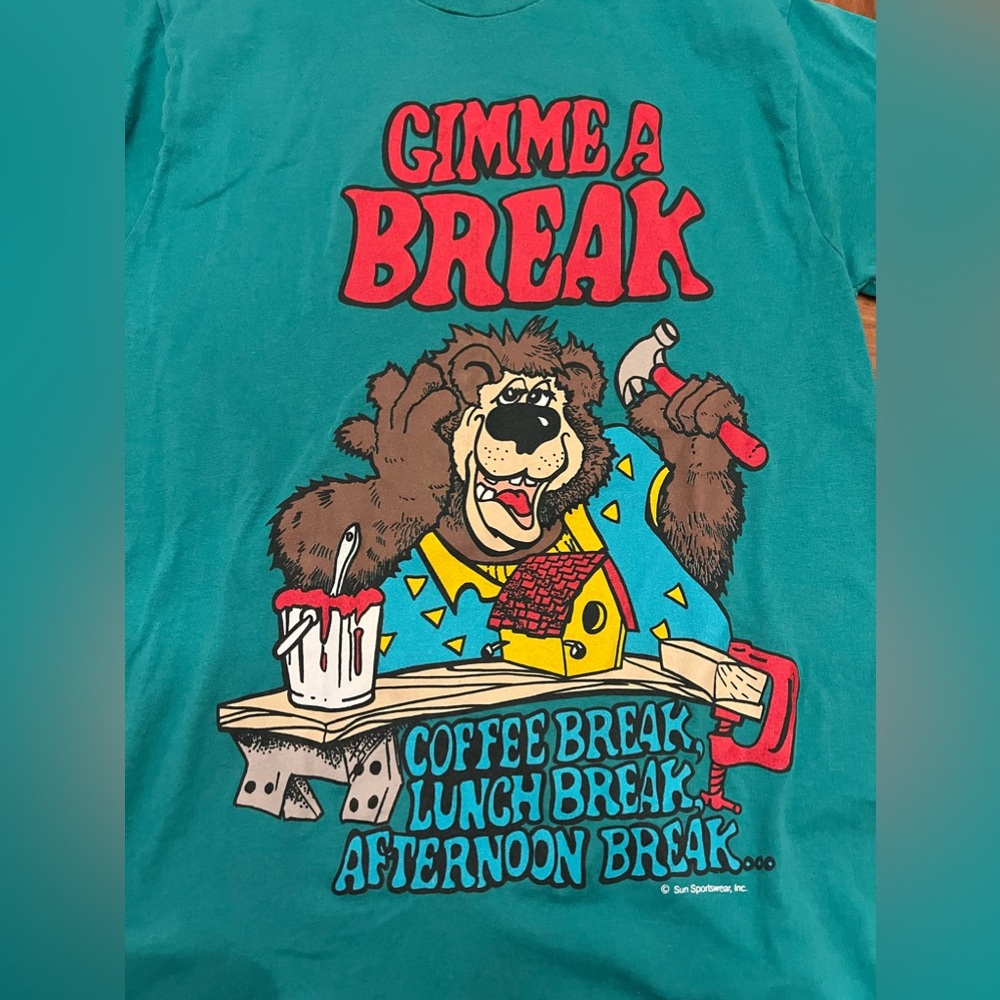 Vintage Sun Sportswear Gimme A Break Tshirt - Picture 3 of 6
